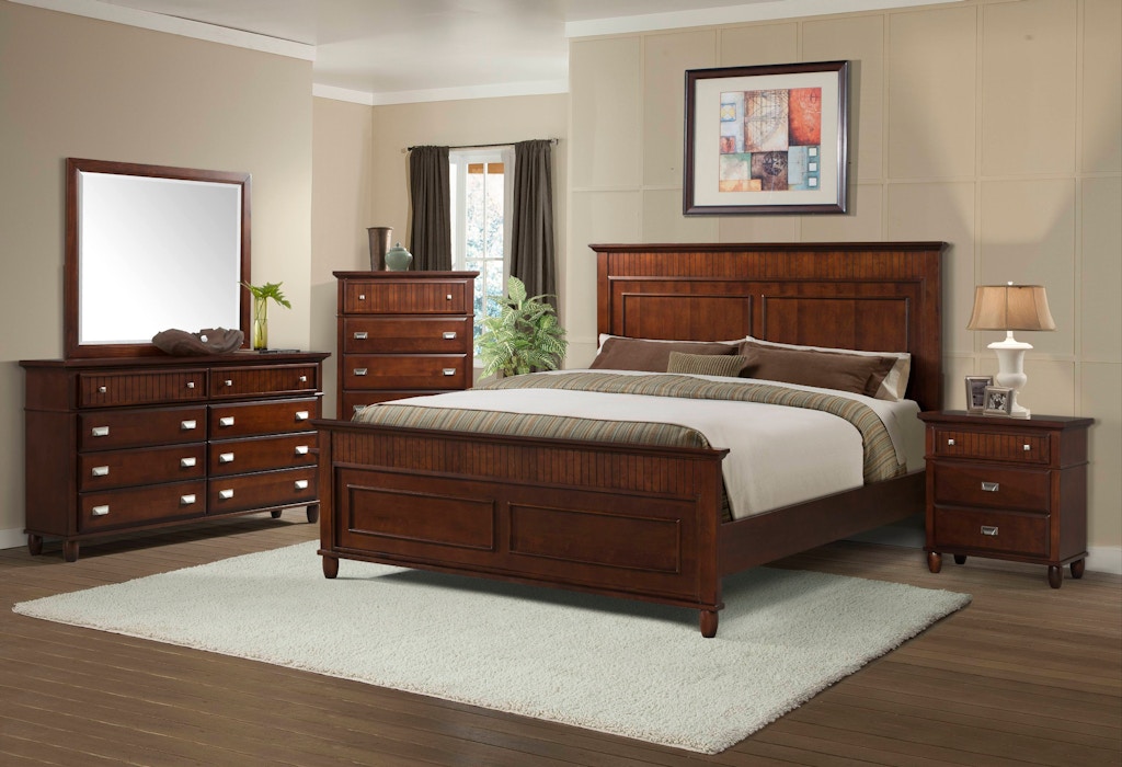 cherry and black mixed bedroom furniture